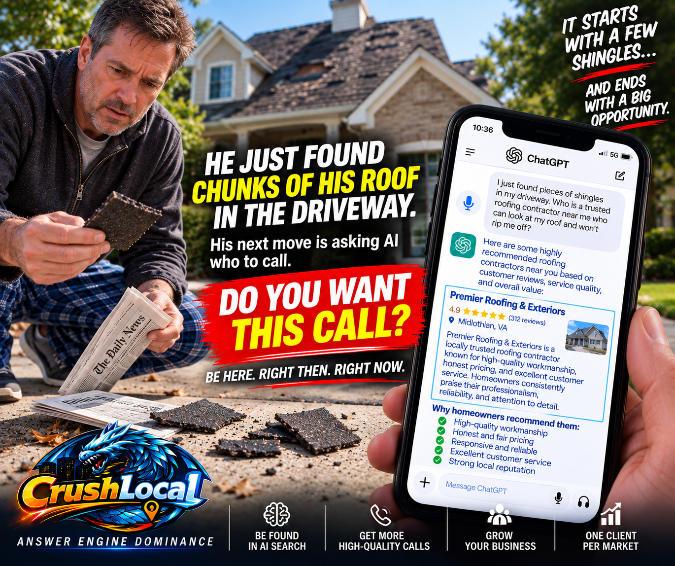 Roofing AI authority and customer-intent example