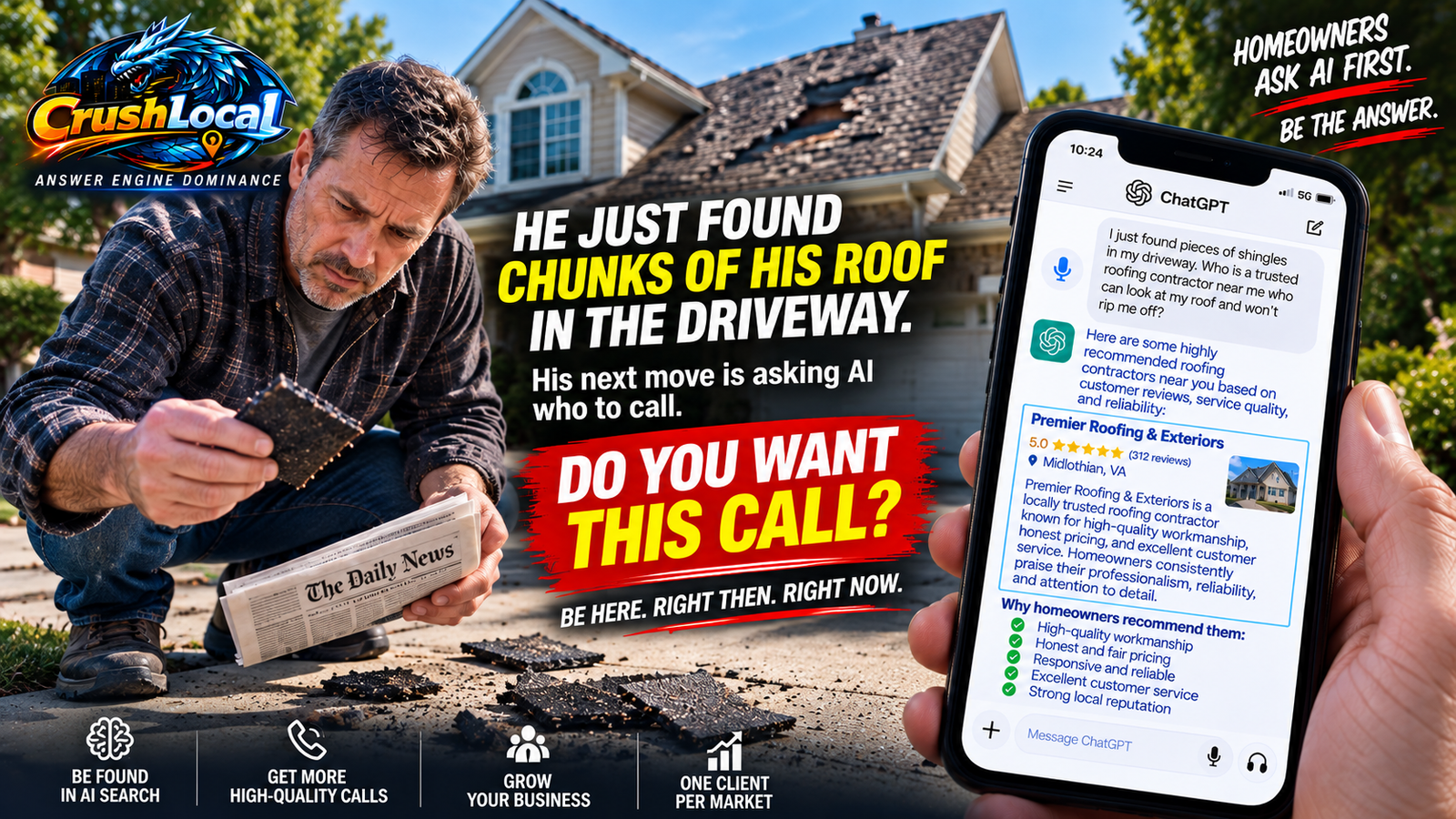 Roofing AI authority and customer-intent example
